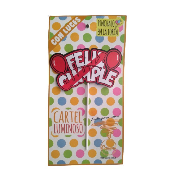 Cartel Luminoso Feliz Cumpleaños Rojo y Blanco Luminous Cake Topper Happy Birthday Cake Docoration Red & White