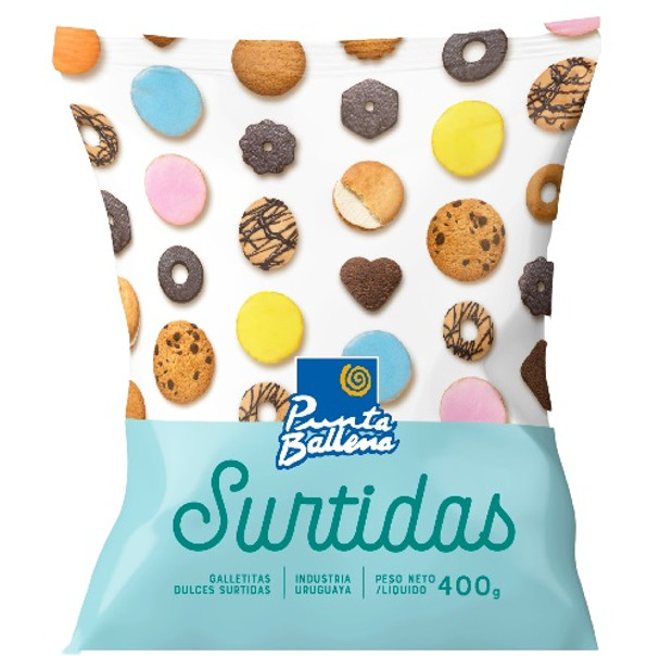 Punta Ballena Galletas Surtidas Assorted Galletitas Vanilla & Chocolate Cookies from Uruguay, 400 g / 14.1 oz bag