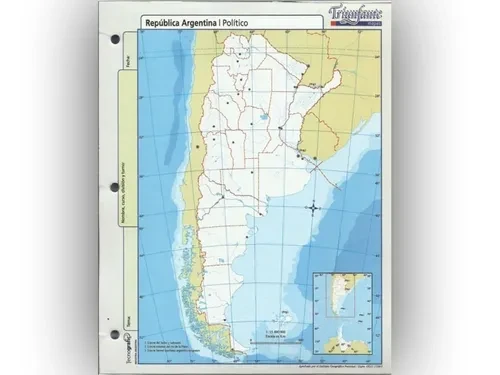 Triunfante Mapa Político N°3 República Argentina, Argentine Political Map, Special For Students, 190 mm x 235 mm / 7.48 " x 9.25" (pack of 3)