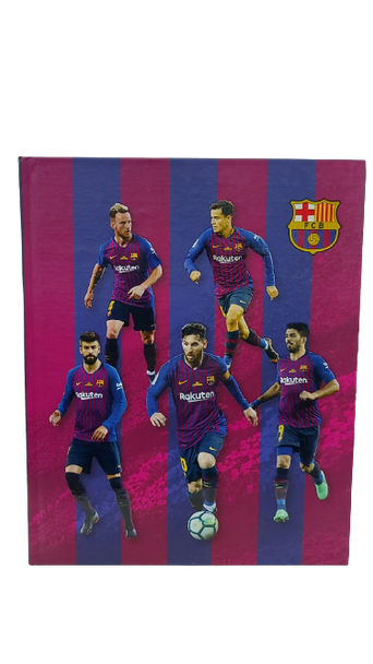 Mooving Cuaderno Tapa Dura Rayado Messi 10 Barcelona FC Striped Hard Cover Notebook with 48 Matte White Sheets, 195 mm x 240 mm / 7.67 " x 9.44"