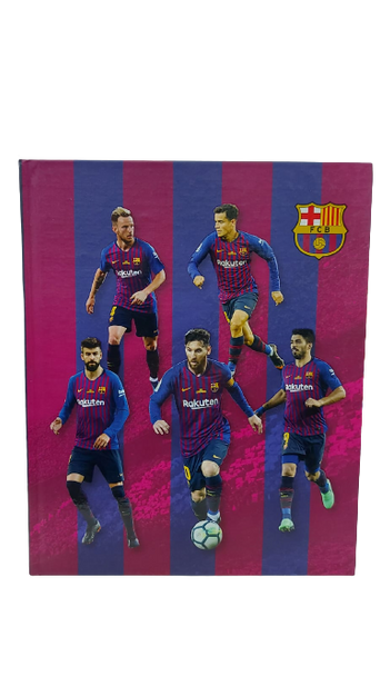 Mooving Cuaderno Tapa Dura Rayado Messi 10 Barcelona FC Striped Hard Cover Notebook with 48 Matte White Sheets, 195 mm x 240 mm / 7.67 " x 9.44"