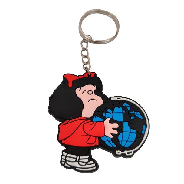 Llavero Goma Mafalda Planeta Rubber Keychain Mafalda & The World Key Ring -  Official License (1 pc)