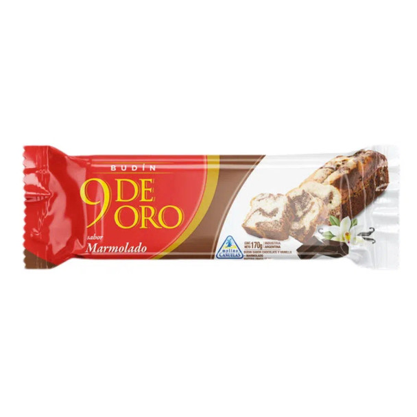 9 De Oro Budín de Marmolado Marble Pound Cake Soft Cake for Mates & Coffee, 170 g / 6 oz