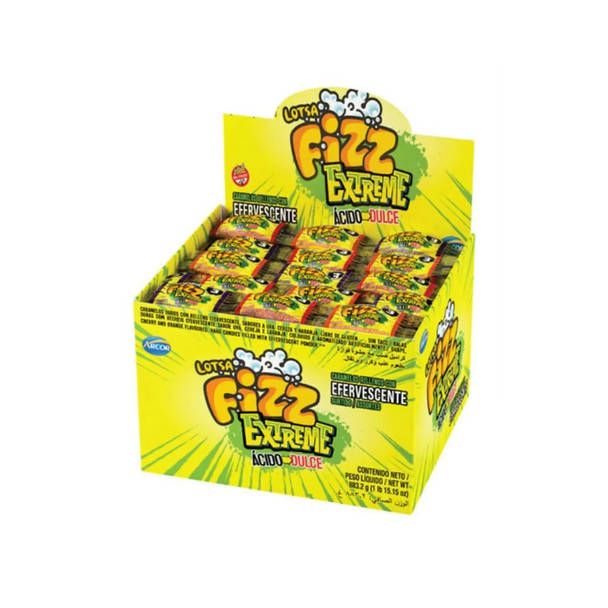 Caramelos Fizz Super Ácidos Extreme Sweet & Sour Hard Candies, 883.2 g / 31.15 oz (box of 48)