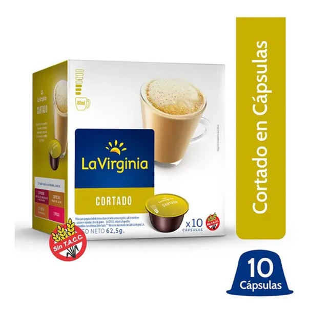 La Virginia Cortado Café Molido en Cápsulas Coffee with Milk Capsules, 6.25 g / 0.22 oz each (box of 10)