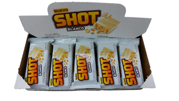 Shot Blanco White Chocolate Bar with Peanuts, 35 g / 1.23 oz (box of 25 bars)