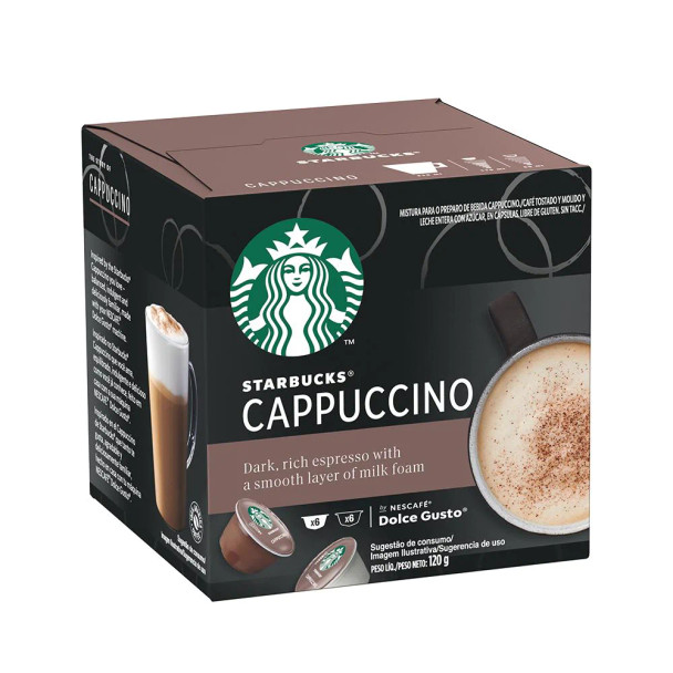 Nescafé Dolce Gusto Starbucks Cappuccino En Cápsulas Cappuccino Capsules Dark Espresso with Smooth Milk, 10.6 g / 0.37 oz each (box of 12)