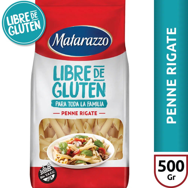 Matarazzo Penne Rigate Libre de Gluten, Gluten Free Noodles Pasta, 500 g / 1.1 lb (pack of 2)