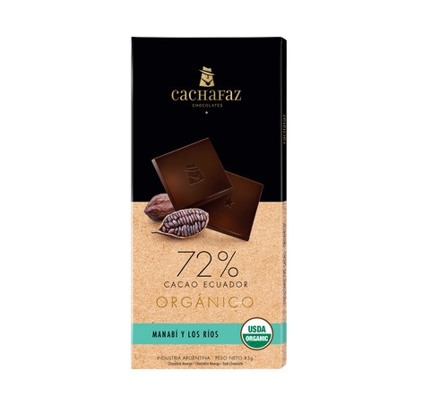 Cachafaz Chocolate 72% Cacao Organic Ecuador Cocoa Vegan Chocolate, 85 g / 2.99 oz bar