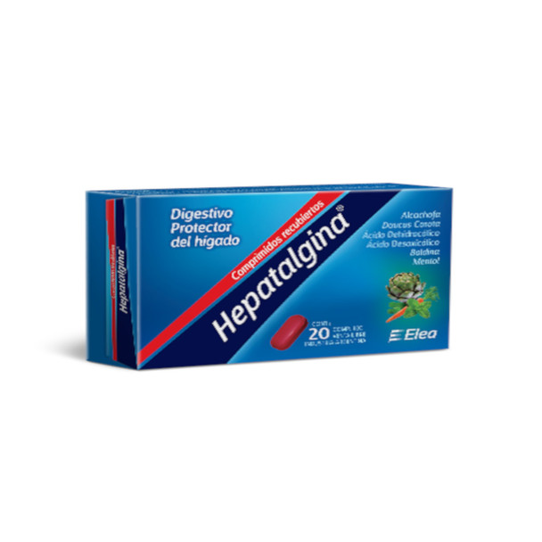 Hepatalgina Comprimidos Natural After-Food Digestive With Artichoke, Boldo, Daucus Carota, Menthol Extract (20 count)