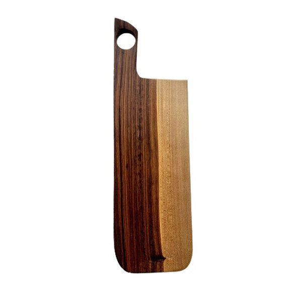 Tabla En Guayubira Alargada Curada Premium Guayubira Wood Rectangle Cutting Board Plate with Handle Unique Design by Tero Carpintero, 46 cm x 14 cm x 2 cm / 18.1" 5.5" x 0.8"