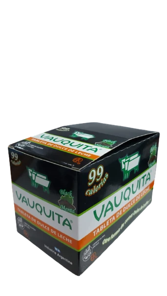 Vauquita Black Menta Tableta Clásica Bañada Chocolate-Covered Dulce de Leche Bar  (box of 18 units)