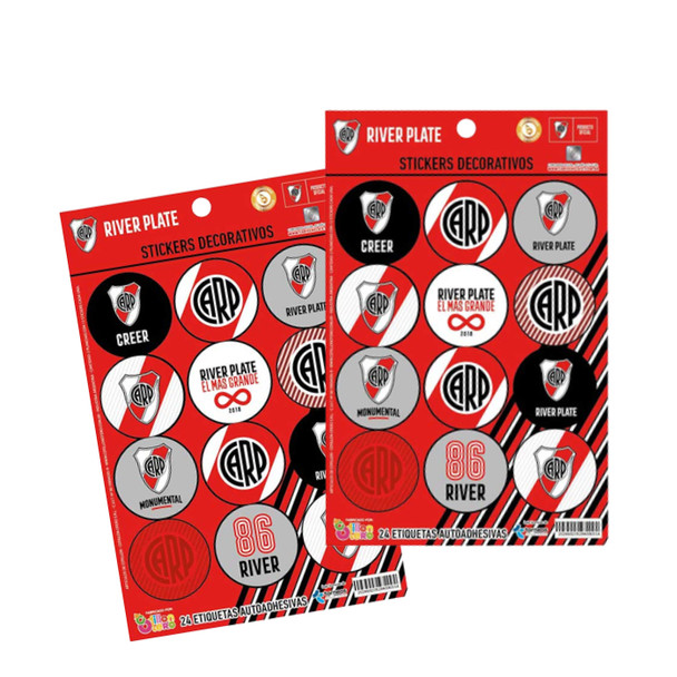 Sticker Kit Soccer River Plate Round Sticker Sheets Decoration Soccer Party Supplies Favors, 24 pcs (pack of 2 sheets)