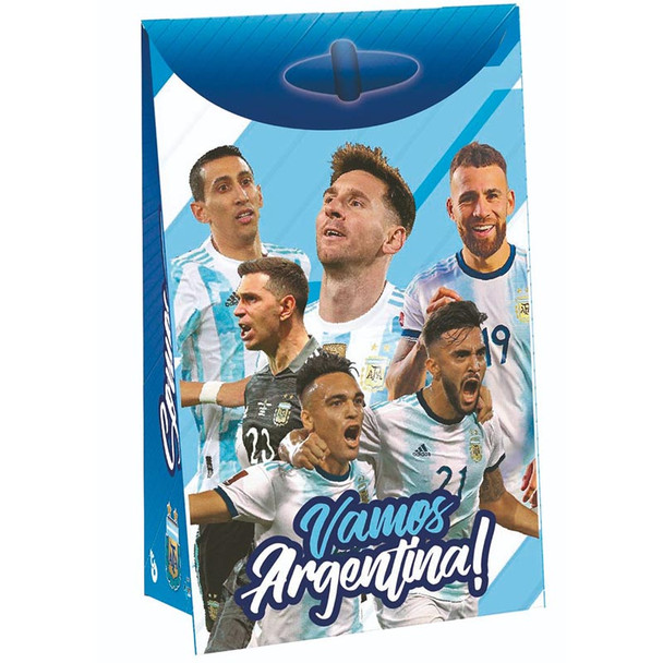 Bolsa de Papel Cartón Estuche AFA Selección Argentina Souvenir Paper Case Cardboard Paper Party Favor Candy Boxes Messi Argentina Football Team Design (8 units)