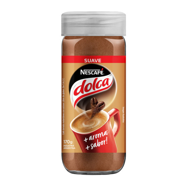 Nescafé Dolca Café Instantáneo Suave Instant Soft Mild Coffee Gluten Free, 170 g / 6 oz