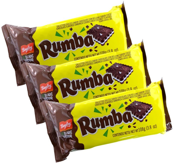 Rumba Sandwich Cookies with Chocolate and Coconut Cream Original Flavor, 108 g / 3.8 oz (pack of 3)