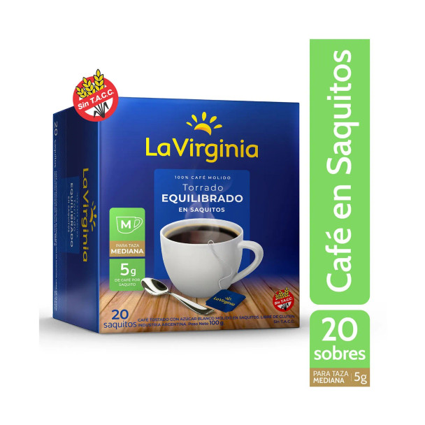 La Virginia Coffee Classic Torrado Roast in Tea Bags Easy Ready to Brew, 20 bags per 100 g / 3.5 oz box
