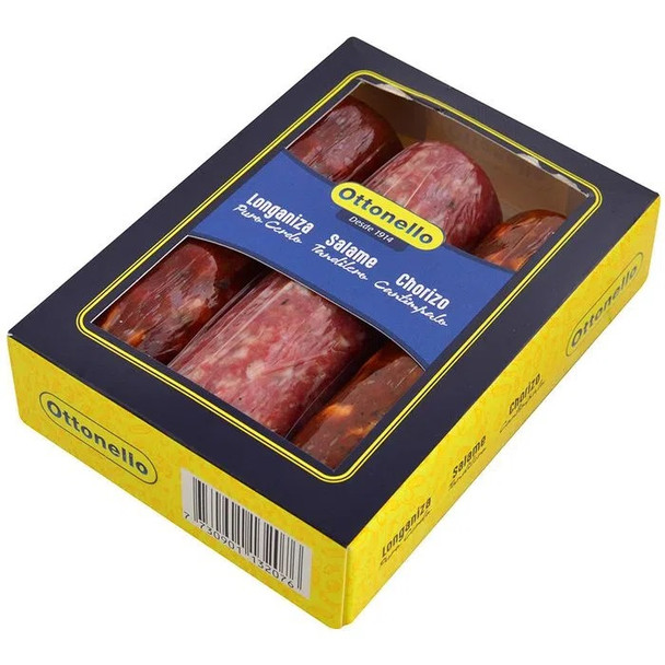 Ottonello 3-Piece Salami Tandilero, Puro Cerdo & Cantimpalo Salami Mix Sealed Dry Chorizo Sausage (3 units)