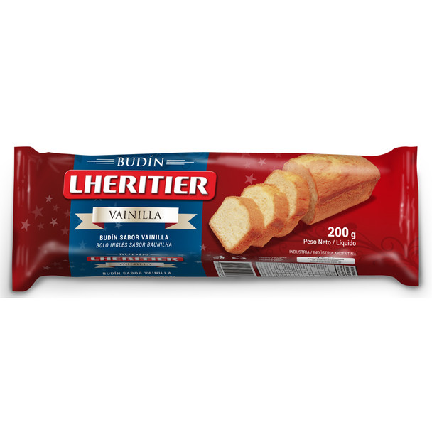 Lheritier Budín Vanilla Pound Cake with Chocolate Chips Delicious Afternoon Snack, 200 g / 7.05 oz 