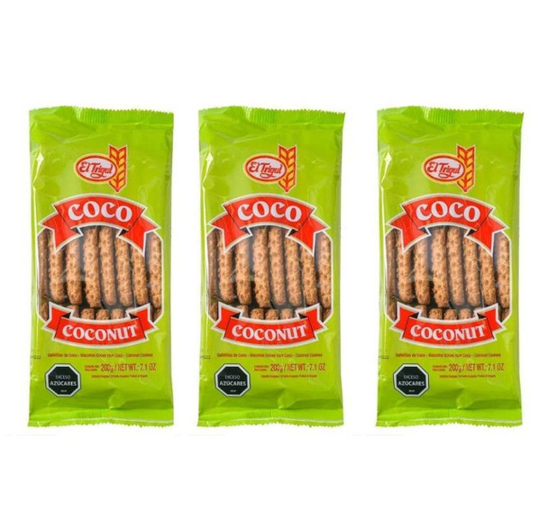 El Trigal Coco Coconut Cookies Galletitas de Coco El Trigal, 200 g / 7.05 oz ea (pack of 3)