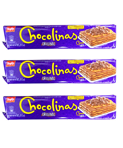 Chocolinas Traditional Chocolate Cookies, Perfect for Cakes with Dulce de Leche Chocotorta, 262 g / 9.2 oz (pack of 3)