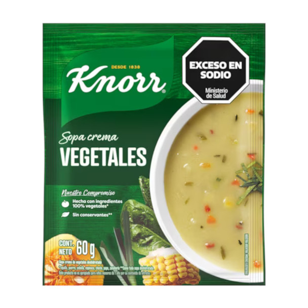  Knorr Sopa Crema Vegetales Vegetables Flavored Creamy Soup Powder from Uruguay, 4 servings per pouch, 60 g / 2.11 oz (pack of 3)