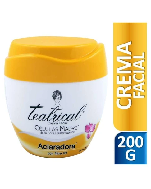 Teatrical Aclaradora Crema Facial Lightening Face Cream with UV Protection & Buddleja Davidii Stem Cells, 200 g / 7.05 oz
