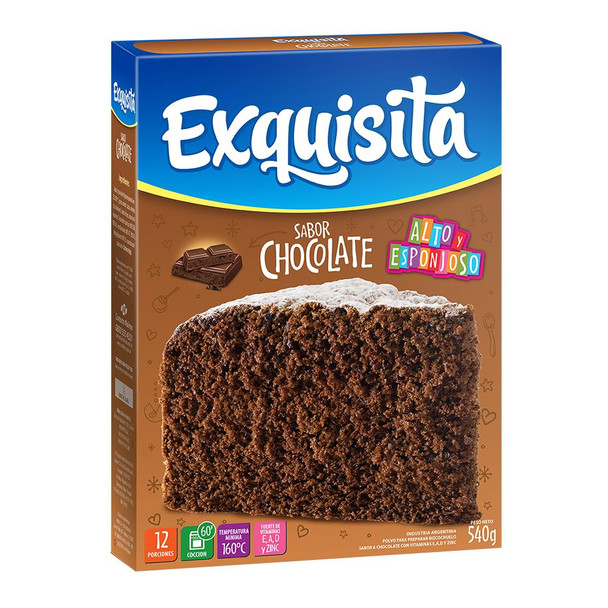 Exquisita Cake Soft & Smooth Chocolate Bizcochuelo Ready to Bake Just Add Eggs, Milk & Bake!, 540 g / 19 oz box