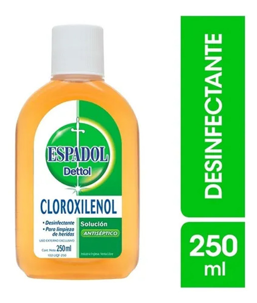 Espadol Dettol Antiséptico Cloroxilenol Antiseptic Solution Wash & Wound Cleaning, 250 ml / 8.45 fl oz