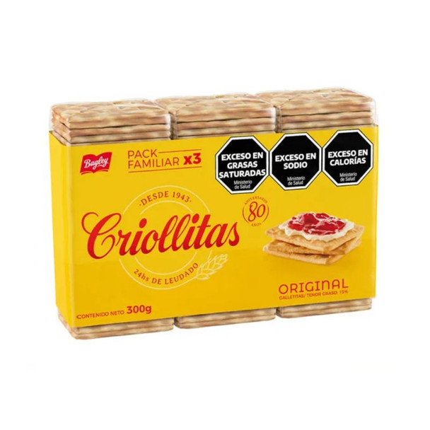 Criollitas Water Biscuits Classic Galletitas, 1x3 pack 300 g / 10.6 oz