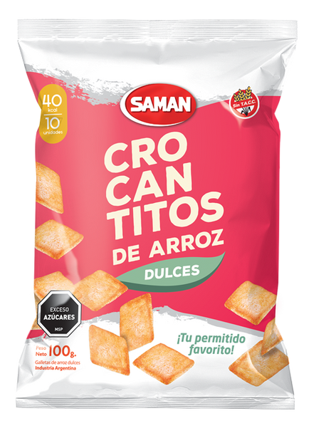 SAMAN Galletas de Arroz Crocantitos Dulces Rice Crackers Sweet Crocantitos, 100 g / 3.52 oz