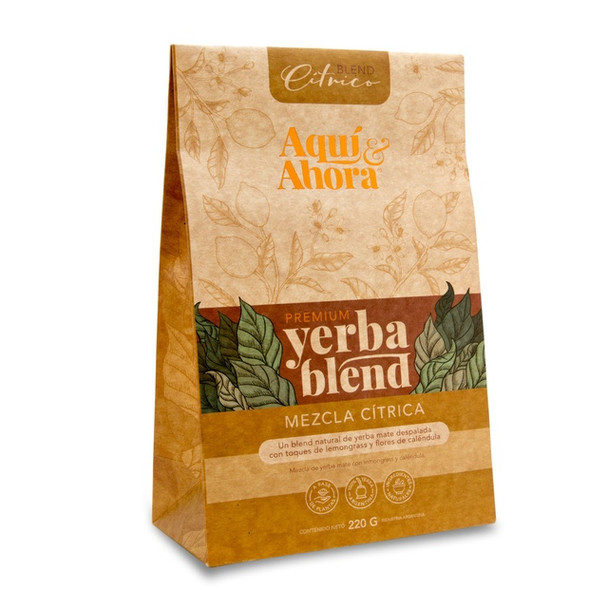 Aquí & Ahora  Mezcla Cítrica Yerba Blend - Citrus Blend Yerba Mate, Lemongrass & Calendula Flowers, 220 g / 7.76 oz