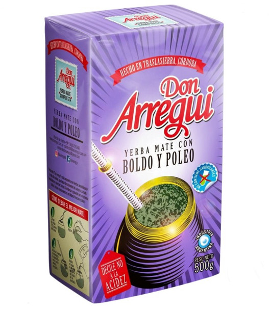 Don Arregui Yerba Mate Con Palo with Boldo & Poleo, 500 g / 17.63 oz