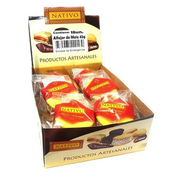 Nativo Alfajor de Maicena Productos Artesanales Cornstarch Artisan Products, 45 g / 1.58 oz (18 units)