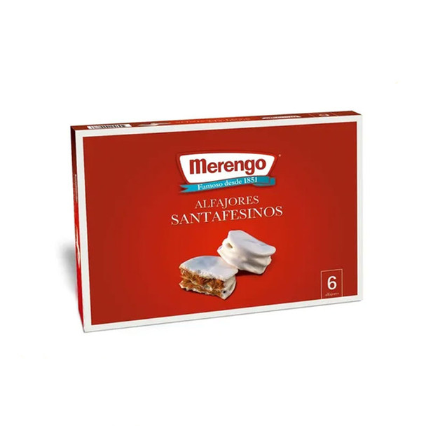 Merengo Alfajores Santafesinos Stuffed with Dulce de Leche with Italian Meringue, 40 g / 1.41 oz (box of 6)
