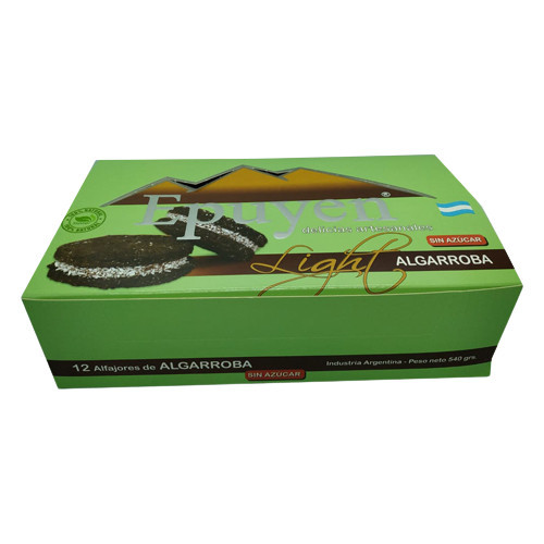 Epuyen Alfajor de Algarroba Carob Alfajor without Sugar, 600 g / 21.16 oz (box of 12)