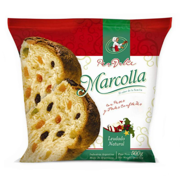 Marcolla Pan Dulce con Frutas Confitadas Sweet Bread with Raisins and Candied Fruits, 500 g / 17.63 oz