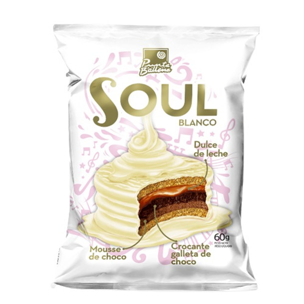 Punta Ballena Soul White Chocolate Alfajor & Dulce de Leche Uruguayan 3 Layer Mini Cake, 60 g / 2.12 oz (pack of 6 alfajores)