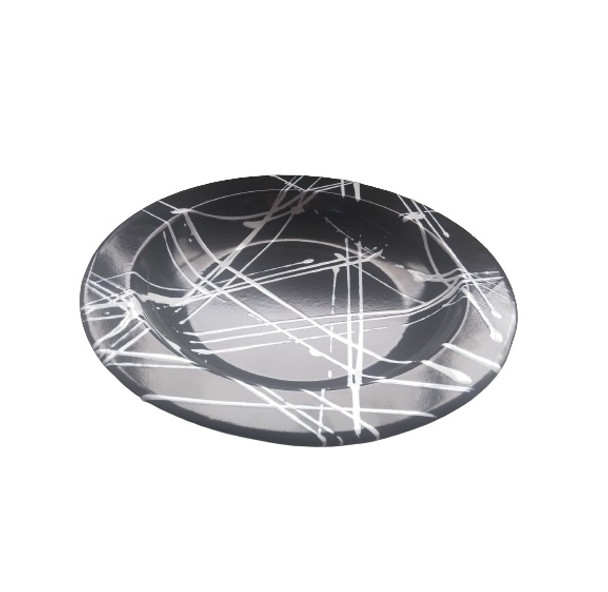 Plato Hondo Enlozado Enameled Deep Plate Round Metal Dinner Plate - Artistic Design, 28 cm / 11.02" diam