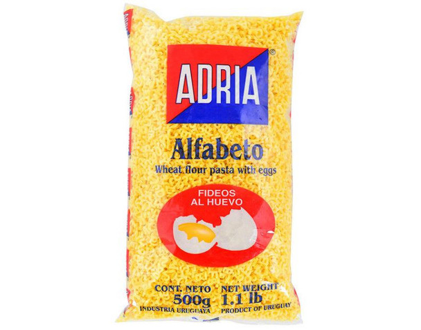 Adria Pastas Secas Fideos Alfabeto Para Sopa Dried Pasta Noodles Alphabet For Soup, 500 g / 17.63 oz ea (pack of 3)