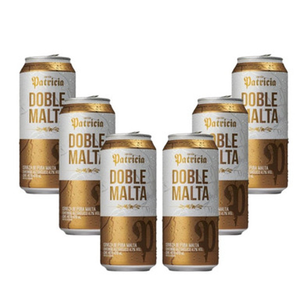 Patricia Cerveza Doble Malta Beer Classic Uruguayan Canned Beer - ABV 4.7%, 473 ml / 15.9 fl oz ea (pack of 6 cans)