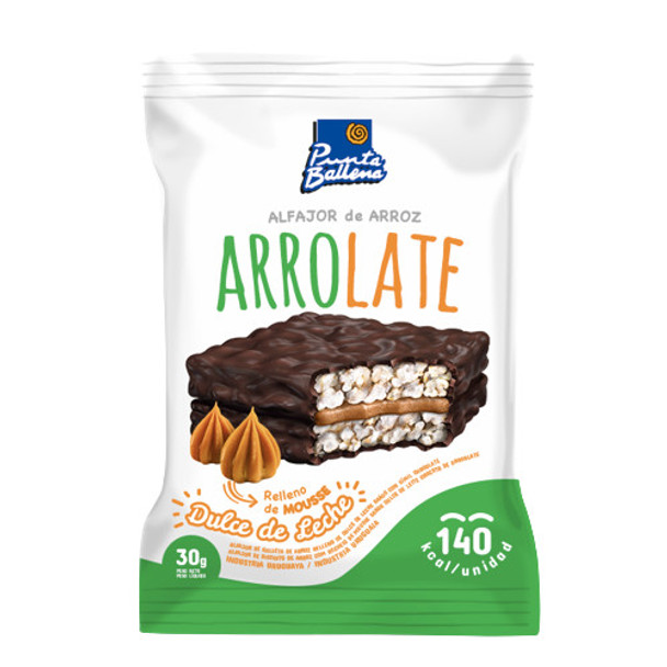 Punta Ballena Arrolate Alfajor de Arroz Rice Alfajor Relleno con Mousse de Dulce de Leche, 30 g / 1.05 oz (pack of 12)