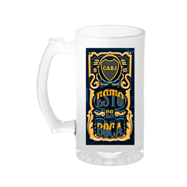 Chopera Boca Juniors Vaso de Vidrio Measure Cocktail Glass Cup Perfect For Preparing Fernet, 473 ml / 15.9 fl oz cap