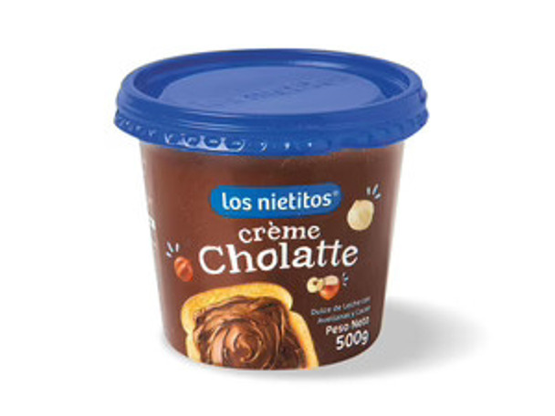 Los Nietitos Creme Chocolatte Dulce de Leche con Avellanas y Cacao Dulce de Leche with Hazelnuts and Cocoa, 500 g / 17.63 oz