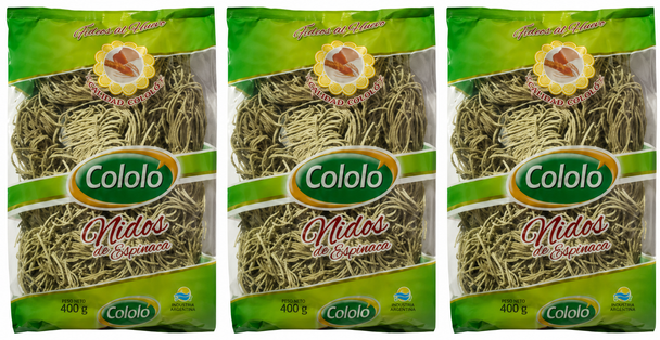 Cololó Fideos Nidos Con Espinaca Tipo Caseros Spinach Noodle Nests, 400 g / 1.1 lb (pack of 3)