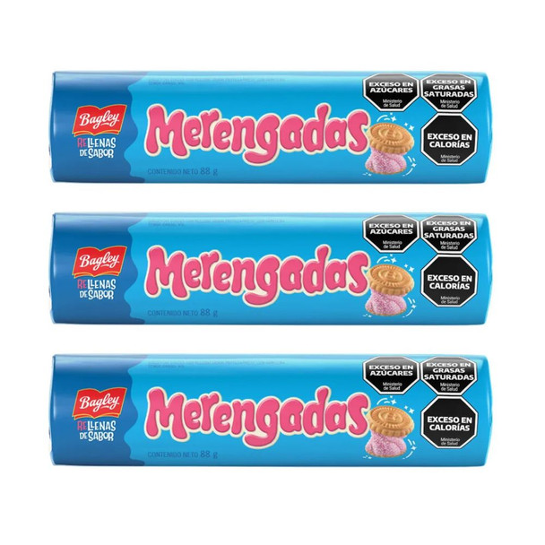 Merengadas Cookies with Strawberry Gummy Filling, 88 g / 3.1 oz (pack of 3)