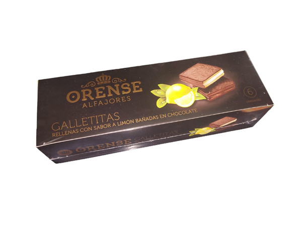 Orense Galletitas Rellenas de Limón Bañadas Lemon Filled Cookies with Chocolate Bath (box of 6 untis)