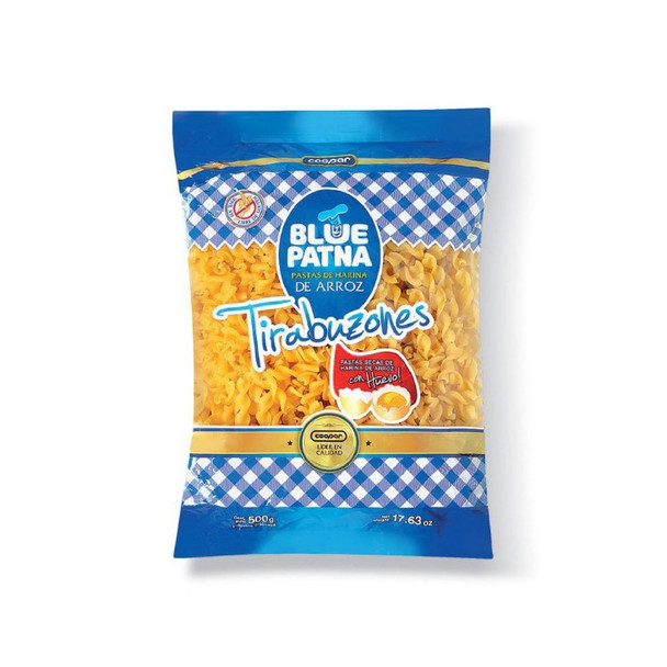 Blue Patna Pastas Secas Fideos de Arroz Tirabuzones Dry Pasta Rice Noodles Corkscrews, 500 g / 17.63 oz