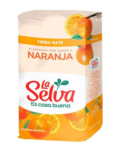 La Selva Yerba Mate Naranja Orange Flavored Yerba Mate from Uruguay, 500 g / 17.63 oz