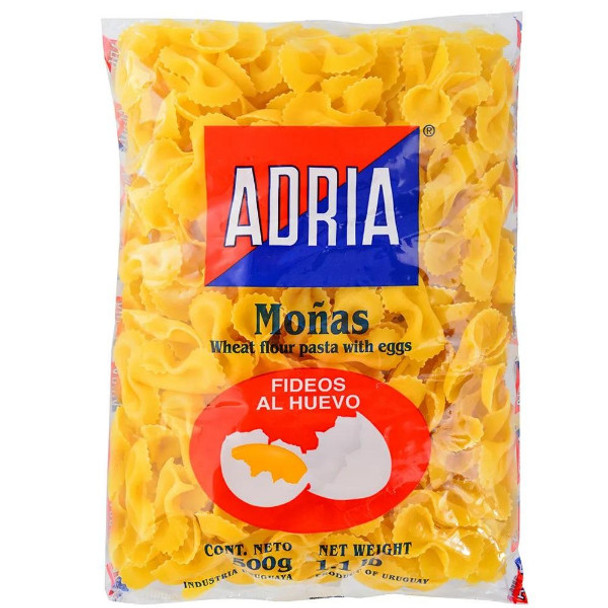 Adria Moñas Grandes Pastas Secas Fideos al Huevo, 500 g / 17.63 oz ea (pack de 3)